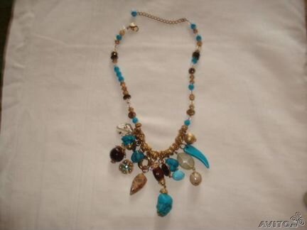 Ожерелье с нат. бирюзой и камнями
