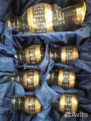 Кувшин с бокалами Чехия Богема Релиф оригинал