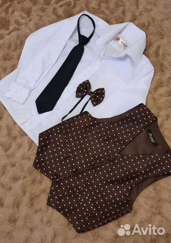 Рубашка с жилеткой, бабочка, галстук на 3-5 лет
