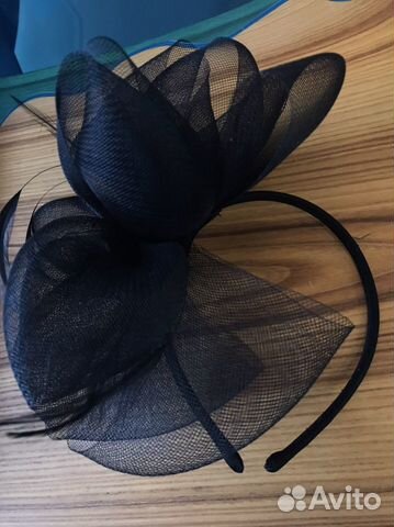 Ободок с большим цветком, черный