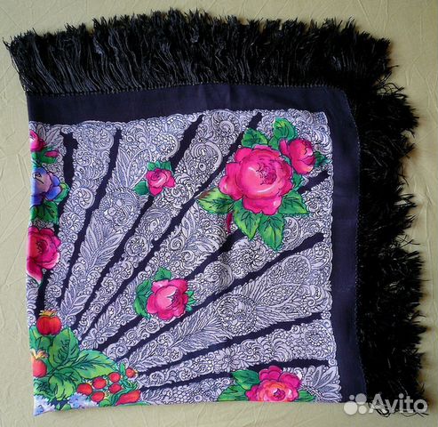 Платок Шифон натур Старинный 90 Х 90см 70 гг СССР Платок Шифон натур Старинный 90 Х 90см 70 гг СССР