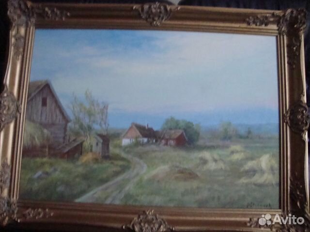 Старинная картина масло холст в деревянной раме