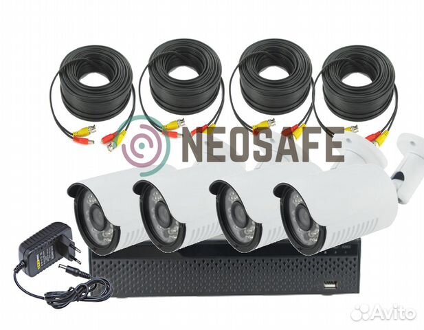 Видеонаблюдение комплект на 4 камеры hd