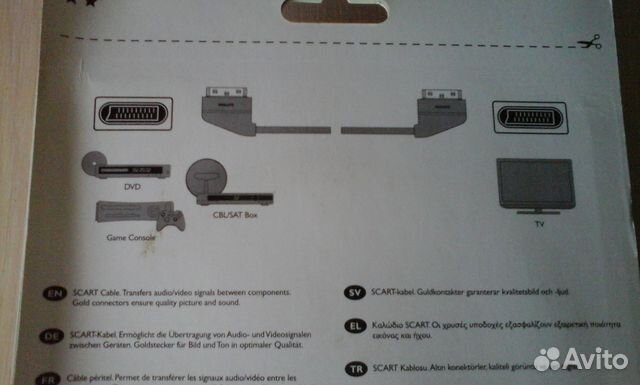 Кабель Philips scart - scart, 1.5 м