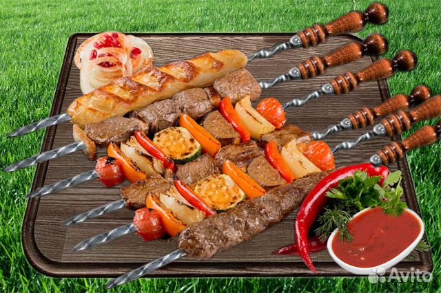 Шампура с деревянной ручкой толстые,качество