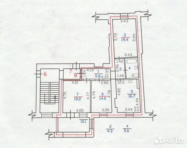 3-к квартира, 97 м², 3/4 эт.