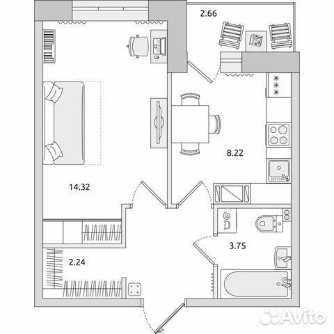1-к квартира, 35.7 м², 13/17 эт.