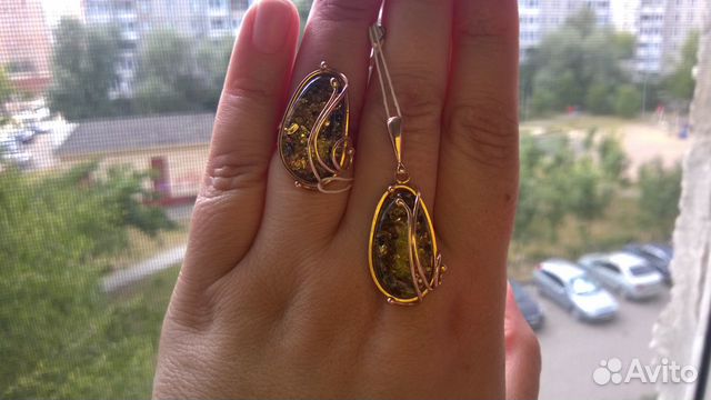 Кулон + кольцо с янтарем Кулон + кольцо с янтарем