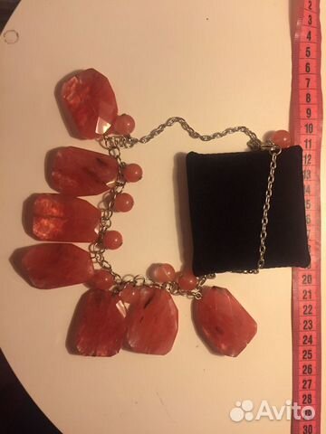 Ожерелье камень красный крупный натур, модный сбор Ожерелье камень красный крупный натур, модный сбор