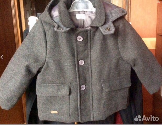 Новое утеплённое пальто с капюшоном 92