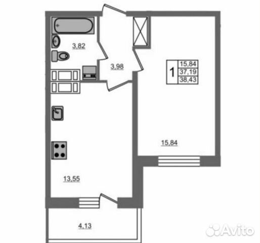 1-к квартира, 37 м², 7/18 эт.