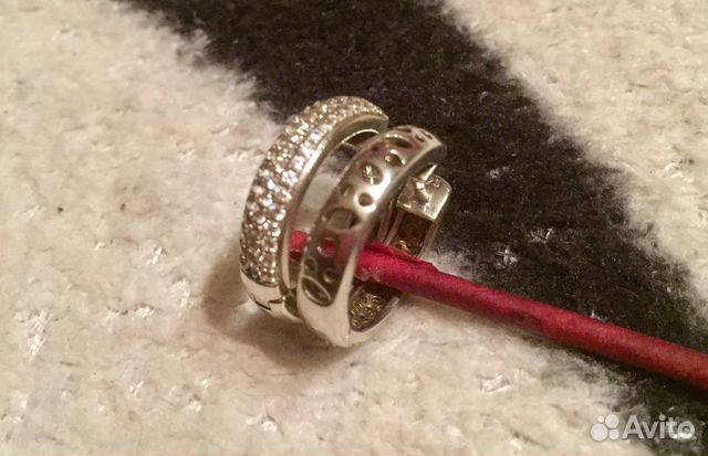 Серьги кольца с фианитами, серебро 925