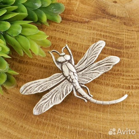 Брошь Стрекоза серебристая Брошь Стрекоза серебристая