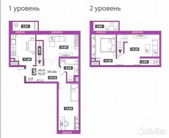 3-к квартира, 93 м², 4/19 эт.