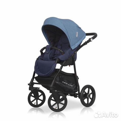 Коляска 3 в 1 Riko Basic Bella, цвет 02 синий Коляска 3 в 1 Riko Basic Bella, цвет 02 синий
