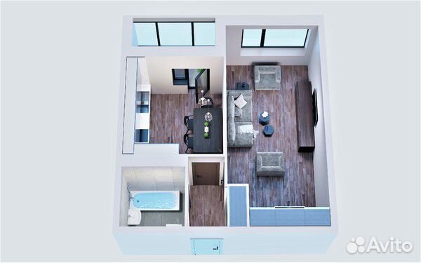 1-к квартира, 42.7 м², 3/12 эт. 1-к квартира, 42.7 м², 3/12 эт.