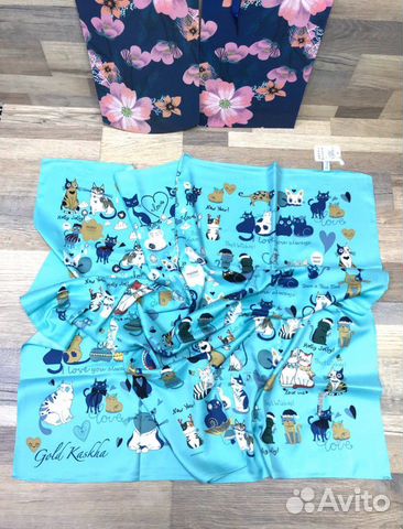 Новый женский шёлковый платок Gold Kashkha