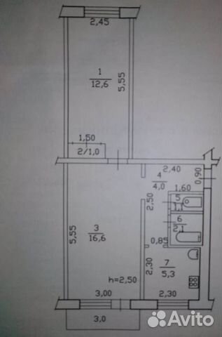 2-к квартира, 45 м², 4/5 эт.