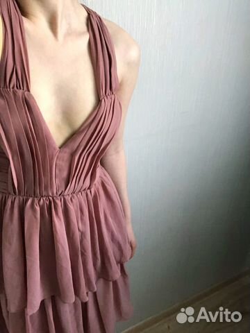 Коктейльное пудровое платье H&M