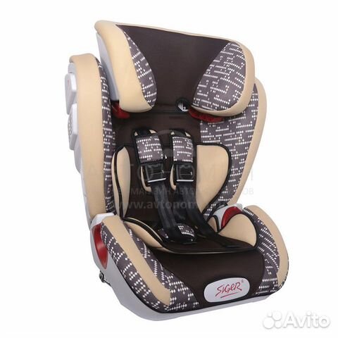 Автокресло 9-36кг Siger Индиго Isofix Корич Ромб