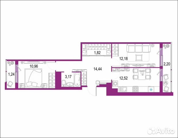 2-к квартира, 58.5 м², 18/22 эт. 2-к квартира, 58.5 м², 18/22 эт.