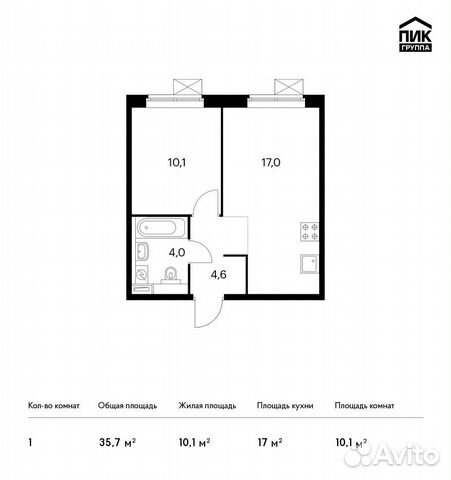 1-к квартира, 35.7 м², 17/25 эт. 1-к квартира, 35.7 м², 17/25 эт.