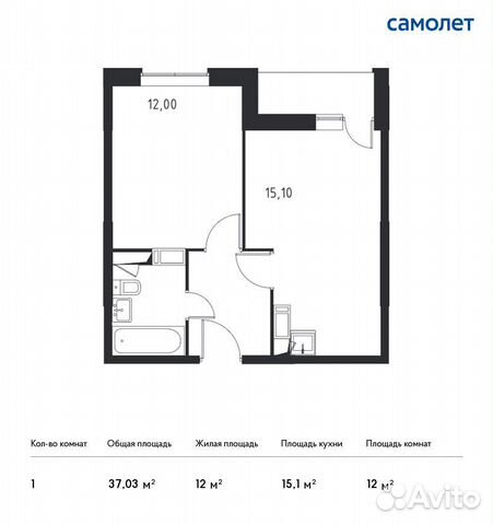 1-к квартира, 37 м², 15/17 эт.
