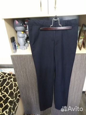 Тёплые школьные брюки темно-синие