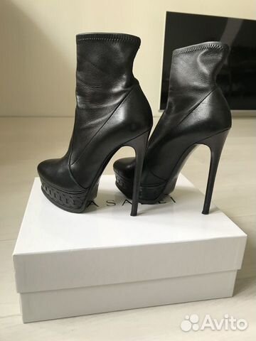 Кожаные ботильоны Casadei на высоком каблуке
