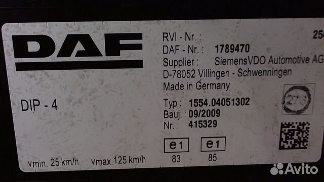 Щиток приборов DAF XF 105, 2009 Щиток приборов DAF XF 105, 2009