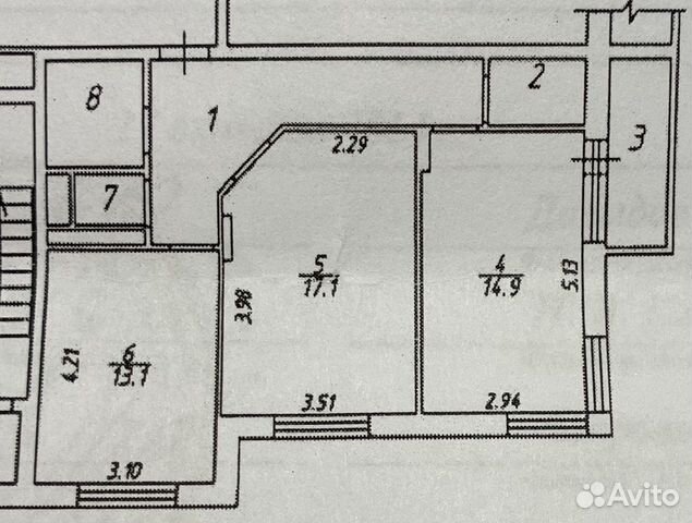 2-к квартира, 63.3 м², 7/17 эт.