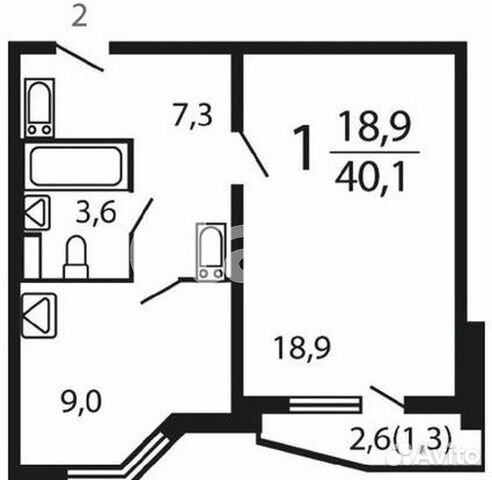 1-к квартира, 40.1 м², 10/22 эт. 1-к квартира, 40.1 м², 10/22 эт.