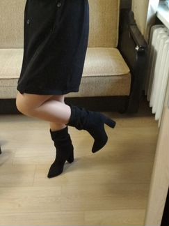 Сапоги демисезонные черные замша