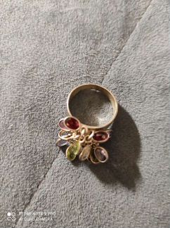 Кольцо серебряное с самоцветами