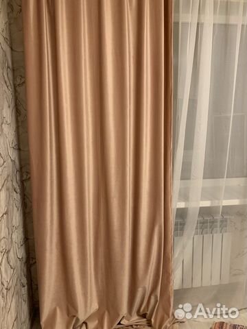 Комплект бархатных штор 290х150см, Персиковый