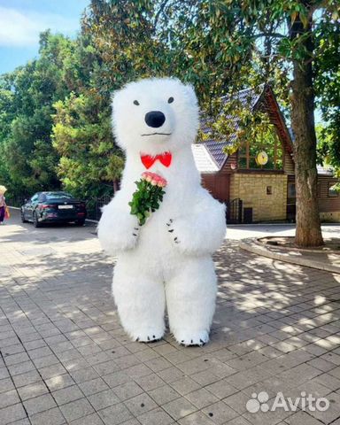 Белый Мишка 2,6 м Медведь поздравление ростовые
