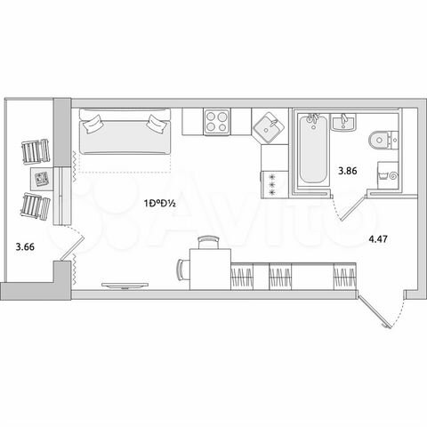 Квартира-студия, 28,7 м², 17/21 эт.