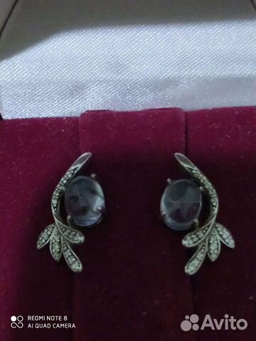 Серьги серебро с топазами и фианитами