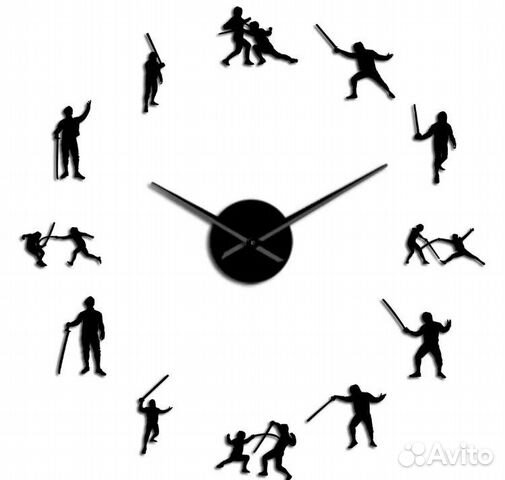 Часы настенные «фехтование» черные