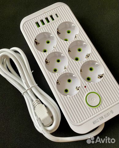 Удлинитель сетевой фильтр с USB и Type c