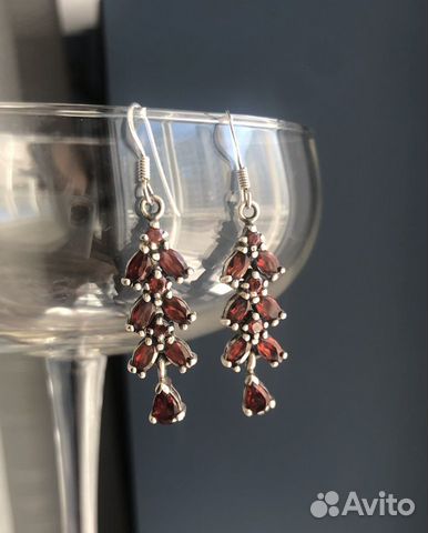 Серьги серебро с гранатом