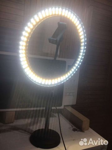 Лампа круглая два ряда лампочек,холодный и теплый