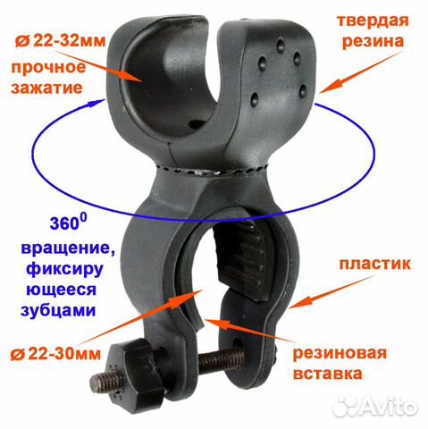 Крепления для фонаря на велосипед разные