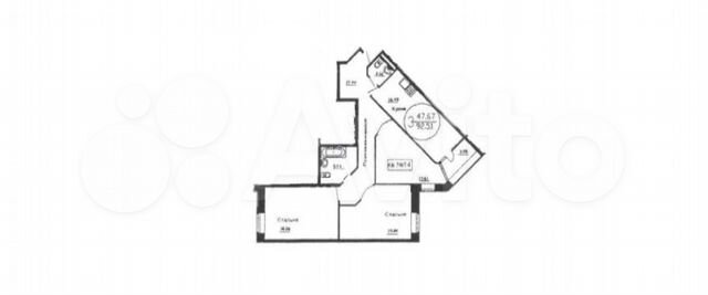 3-к. квартира, 92,5 м², 2/4 эт.