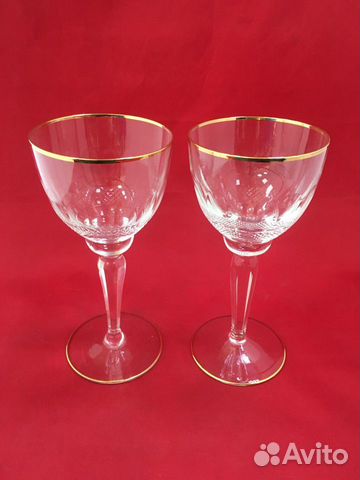 Бокалы Мозер старинные (пара) Moser Чехия позолота