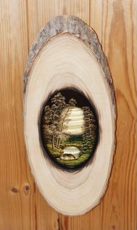 Картина в дереве со вставками из перламутра