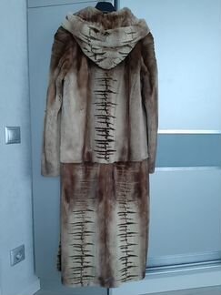 Шуба из норки. Бежево-коричневая