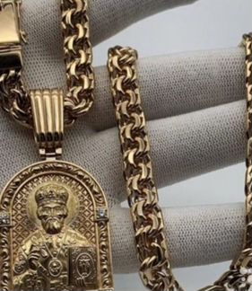 Золотая цепь с иконой