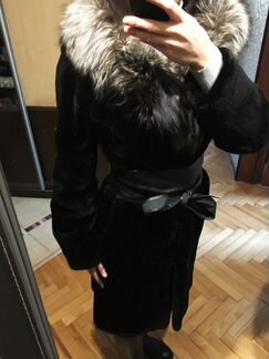Шуба из бобра с чернобуркой