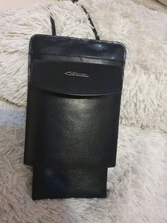 Нагрудный кожаный кошелёк на кожаном шнурке италья